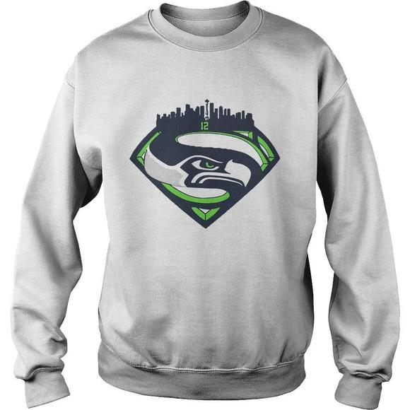 Tops - Seattle Seahawks Superman 12 Sweatshirt